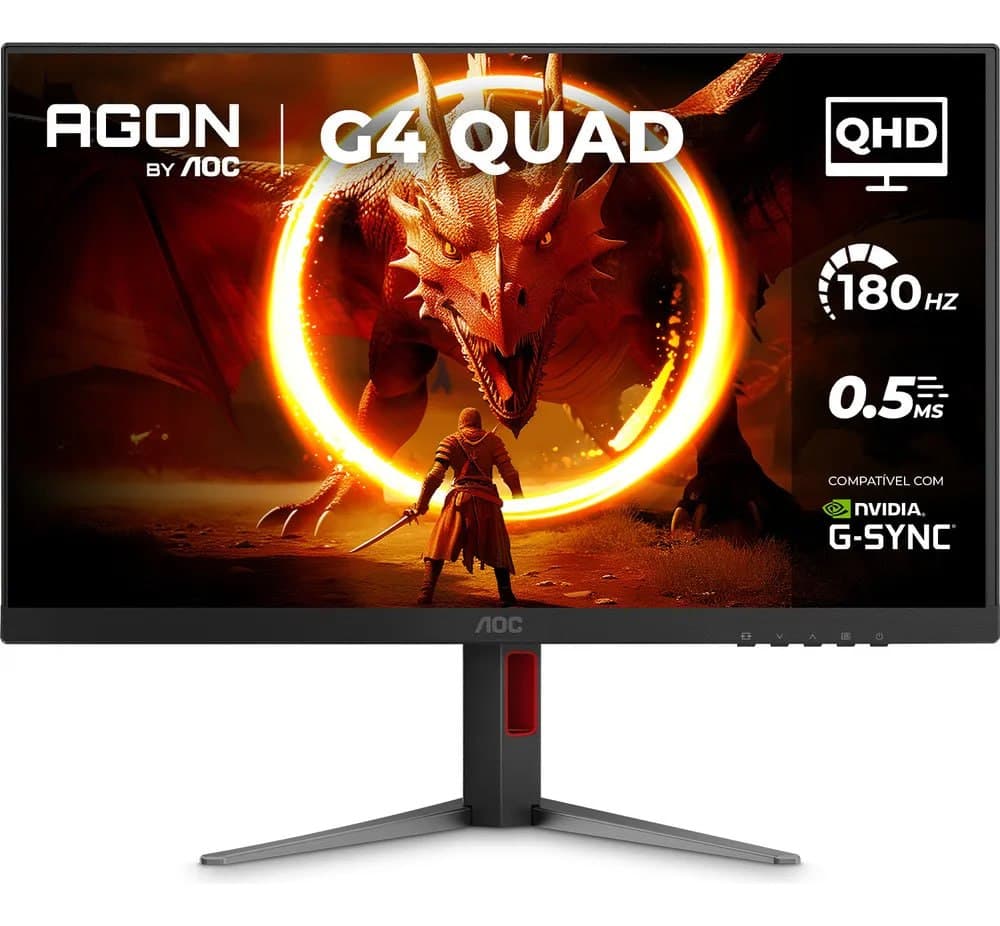 Monitor Gamer Aoc Agon Quad 27'' 180hz Base Ajustável Q27g4f Preto