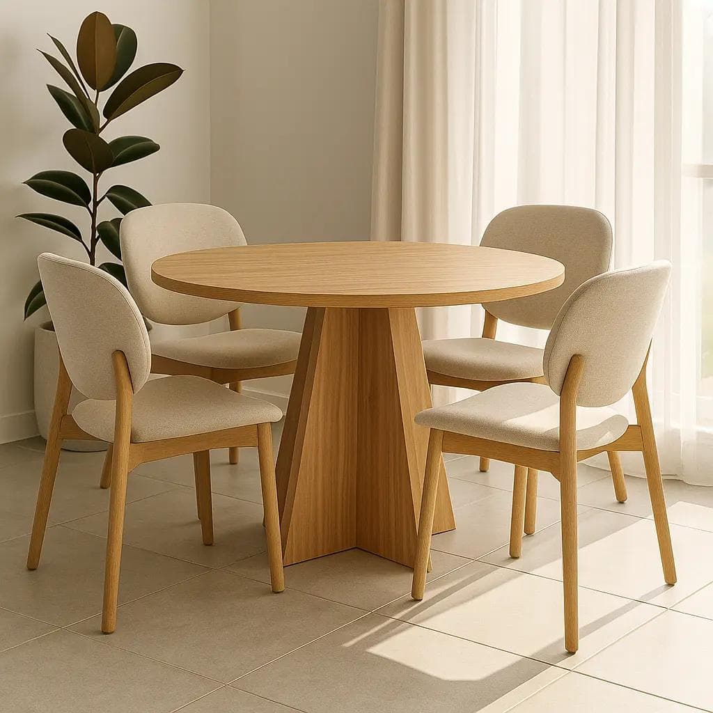 Mesa de Jantar Redonda 90cm Mel Viero Flipp Slim Tampo MDF